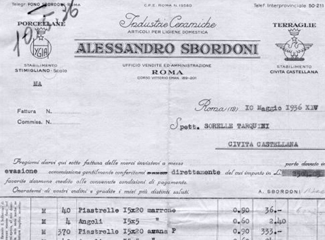 Fattura Alessandro Sbordoni